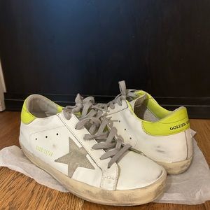 Golden Goose Super-star Sneakers with Fluorescent Yellow